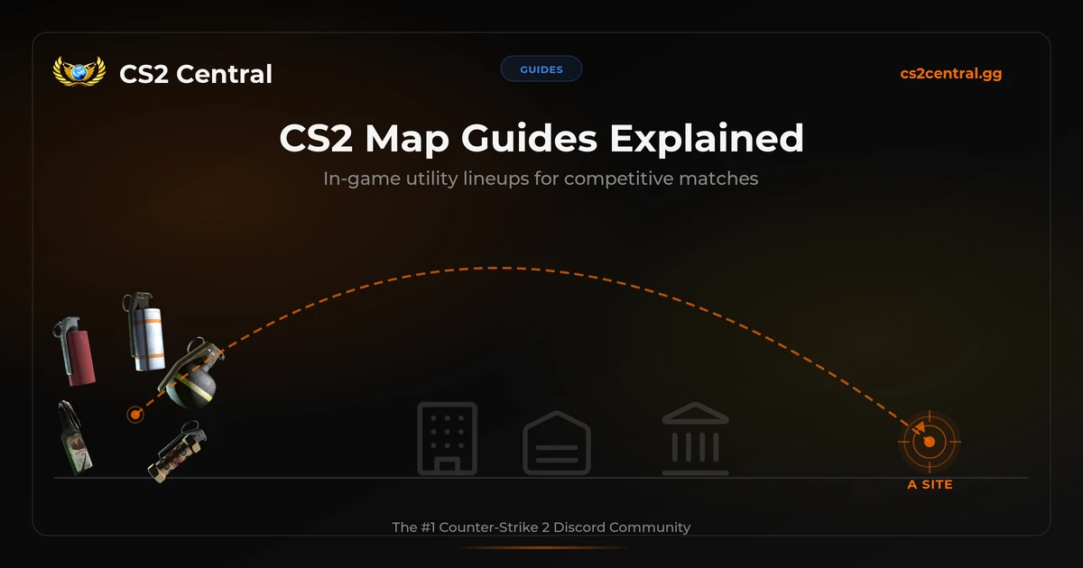 CS2 Map Guides Explained - in-game utility lineups for competitive matches with official and Workshop guides
