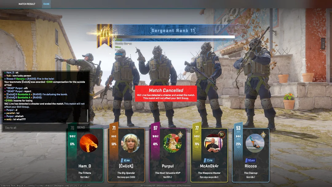 CS2 match cancelled by VAC Live after detecting a cheater mid-game