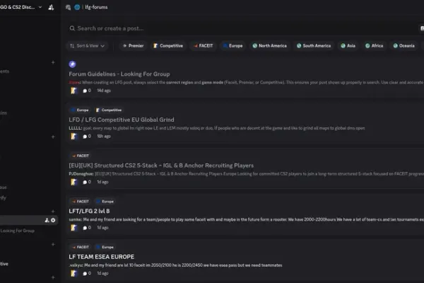 CS2 Central LFG Forum Channel screenshot