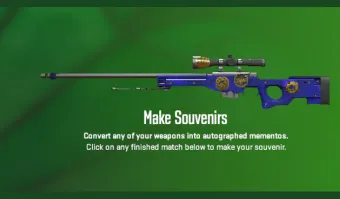 CS2 Make Souvenirs screen showing AWP with gold souvenir stickers applied