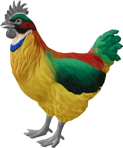 CS2 pet chicken, Catalana breed, Yellow and Red base colour, rendered from the game files
