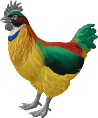 CS2 pet chicken, Catalana breed, Yellow and Red base colour, rendered from the game files