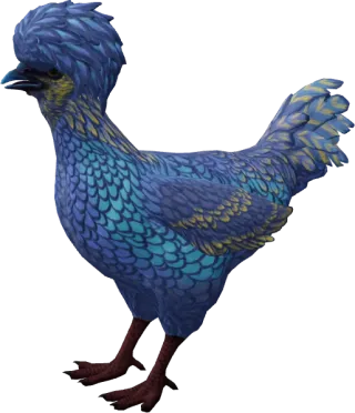 CS2 pet chicken, Polish breed, Blue Yellow base colour, rendered from the game files