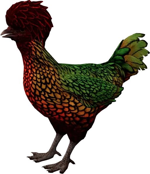 CS2 pet chicken, Polish breed, Green with Red Head base colour, rendered from the game files