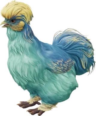 CS2 pet chicken, Silkie breed, Aqua with Yellow base colour, rendered from the game files