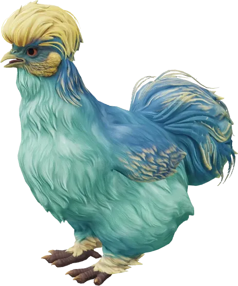 CS2 pet chicken, Silkie breed, Aqua with Yellow base colour, rendered from the game files