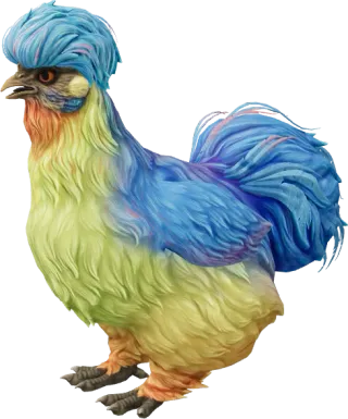 CS2 pet chicken, Silkie breed, Blue with Red Beard base colour, rendered from the game files