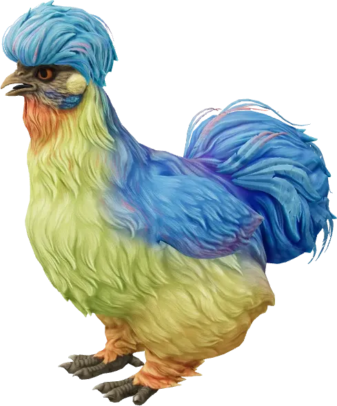 CS2 pet chicken, Silkie breed, Blue with Red Beard base colour, rendered from the game files