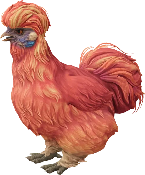 CS2 pet chicken, Silkie breed, Red base colour, rendered from the game files