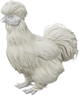 CS2 pet chicken, Silkie breed, White base colour, rendered from the game files