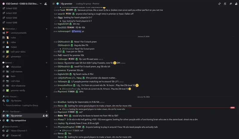 CS2 Central Premier LFG Channel screenshot