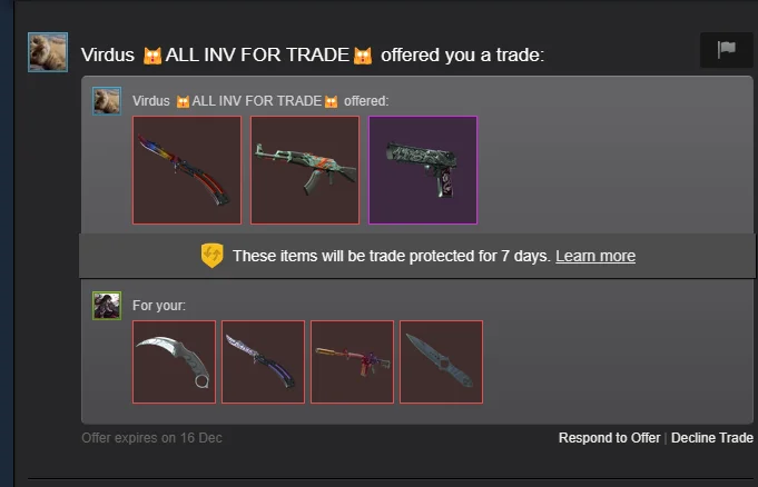 Trade offer screenshot