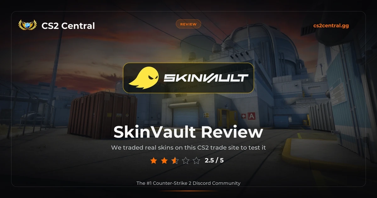 SkinVault Review 2026 - CS2 skin trade site rated 2.5 out of 5 for pricing, safety, and no cash-out