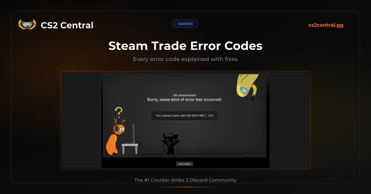 Complete guide to all Steam trade error codes with fixes and explanations for 2026