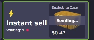 White.Market instant-sell widget sending a Snakebite Case for 0.42 dollars