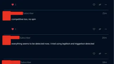 Neverlose cheat forum thread discussing VAC being updated, with users reporting spinbot, ragebot and triggerbot detections mid-match